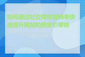 如何通过社交媒体营销来快速提升网站的搜索引擎排名