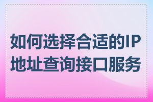 如何选择合适的IP地址查询接口服务商