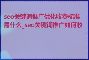 seo关键词推广优化收费标准是什么_seo关键词推广如何收费