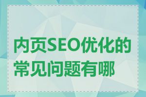 内页SEO优化的常见问题有哪些