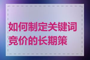 如何制定关键词竞价的长期策略