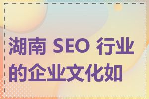 湖南 SEO 行业的企业文化如何