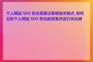 个人网站 SEO 优化需要注意哪些关键点_如何分析个人网站 SEO 优化的效果并进行优化调整