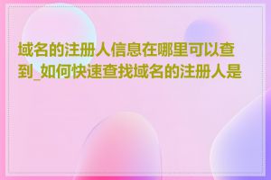 域名的注册人信息在哪里可以查到_如何快速查找域名的注册人是谁