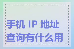 手机 IP 地址查询有什么用处