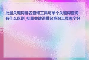 批量关键词排名查询工具与单个关键词查询有什么区别_批量关键词排名查询工具哪个好用