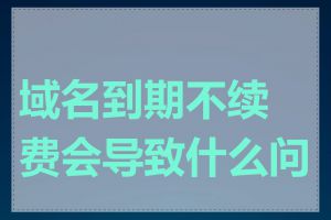 域名到期不续费会导致什么问题