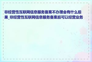 非经营性互联网信息服务备案不办理会有什么后果_非经营性互联网信息服务备案后可以经营业务吗