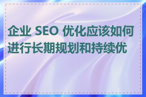 企业 SEO 优化应该如何进行长期规划和持续优化