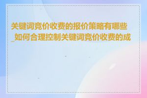 关键词竞价收费的报价策略有哪些_如何合理控制关键词竞价收费的成本