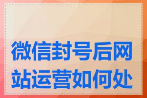 微信封号后网站运营如何处理