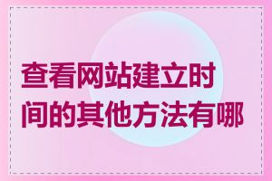 查看网站建立时间的其他方法有哪些