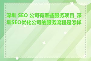 深圳 SEO 公司有哪些服务项目_深圳SEO优化公司的服务流程是怎样的