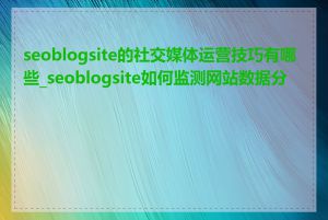 seoblogsite的社交媒体运营技巧有哪些_seoblogsite如何监测网站数据分析