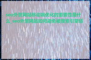 seo外贸网站移动端优化的重要性是什么_seo外贸网站如何避免被搜索引擎惩罚