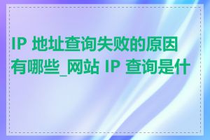 IP 地址查询失败的原因有哪些_网站 IP 查询是什么