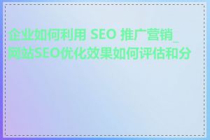 企业如何利用 SEO 推广营销_网站SEO优化效果如何评估和分析