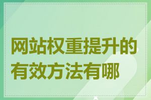 网站权重提升的有效方法有哪些