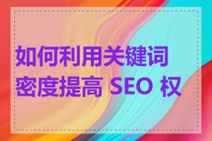 如何利用关键词密度提高 SEO 权重