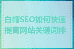 白帽SEO如何快速提高网站关键词排名