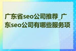 广东省seo公司推荐_广东seo公司有哪些服务项目