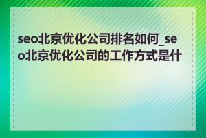 seo北京优化公司排名如何_seo北京优化公司的工作方式是什么