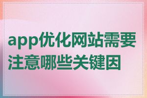 app优化网站需要注意哪些关键因素