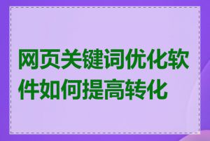 网页关键词优化软件如何提高转化率