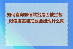 如何查询微信域名是否被拦截_微信域名被拦截会出现什么问题