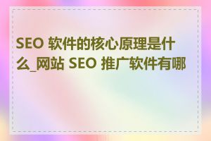 SEO 软件的核心原理是什么_网站 SEO 推广软件有哪些