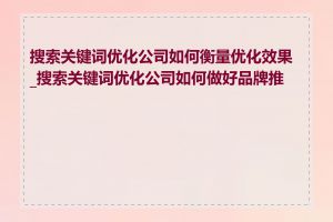 搜索关键词优化公司如何衡量优化效果_搜索关键词优化公司如何做好品牌推广