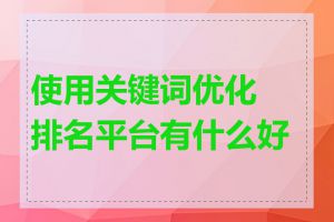 使用关键词优化排名平台有什么好处