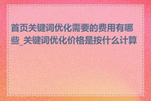 首页关键词优化需要的费用有哪些_关键词优化价格是按什么计算的