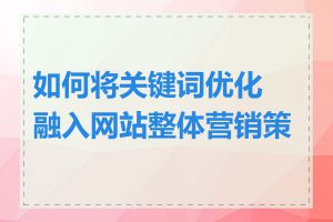 如何将关键词优化融入网站整体营销策略