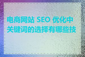 电商网站 SEO 优化中关键词的选择有哪些技巧