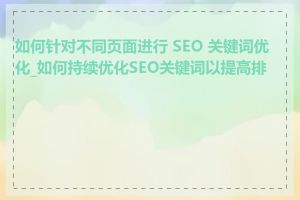 如何针对不同页面进行 SEO 关键词优化_如何持续优化SEO关键词以提高排名