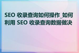 SEO 收录查询如何操作_如何利用 SEO 收录查询数据做决策