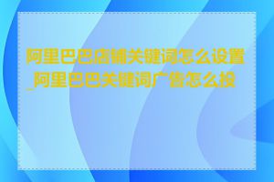 阿里巴巴店铺关键词怎么设置_阿里巴巴关键词广告怎么投放