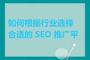 如何根据行业选择合适的 SEO 推广平台