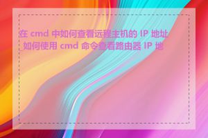 在 cmd 中如何查看远程主机的 IP 地址_如何使用 cmd 命令查看路由器 IP 地址