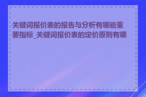 关键词报价表的报告与分析有哪些重要指标_关键词报价表的定价原则有哪些