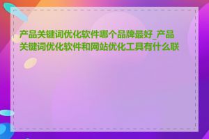 产品关键词优化软件哪个品牌最好_产品关键词优化软件和网站优化工具有什么联系