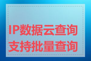 IP数据云查询支持批量查询吗