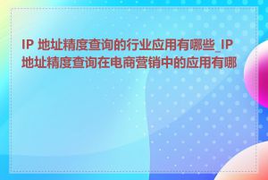 IP 地址精度查询的行业应用有哪些_IP 地址精度查询在电商营销中的应用有哪些