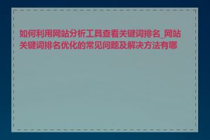 如何利用网站分析工具查看关键词排名_网站关键词排名优化的常见问题及解决方法有哪些