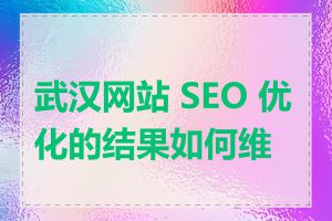 武汉网站 SEO 优化的结果如何维护