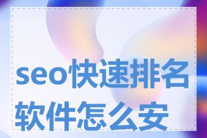 seo快速排名软件怎么安装