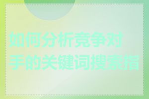 如何分析竞争对手的关键词搜索指数