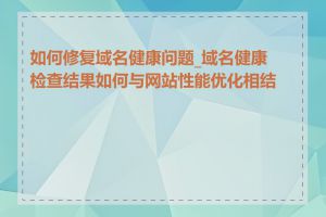 如何修复域名健康问题_域名健康检查结果如何与网站性能优化相结合