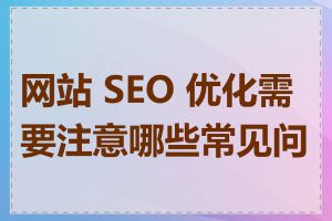 网站 SEO 优化需要注意哪些常见问题